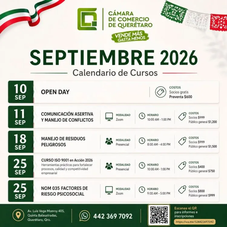 Calendario de Cursos Agosto 2026